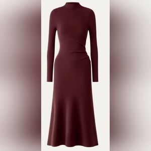 OGL Burgundy Long-Sleeve Mock Neck Knit Dress - Ecomousse Premium Warmth